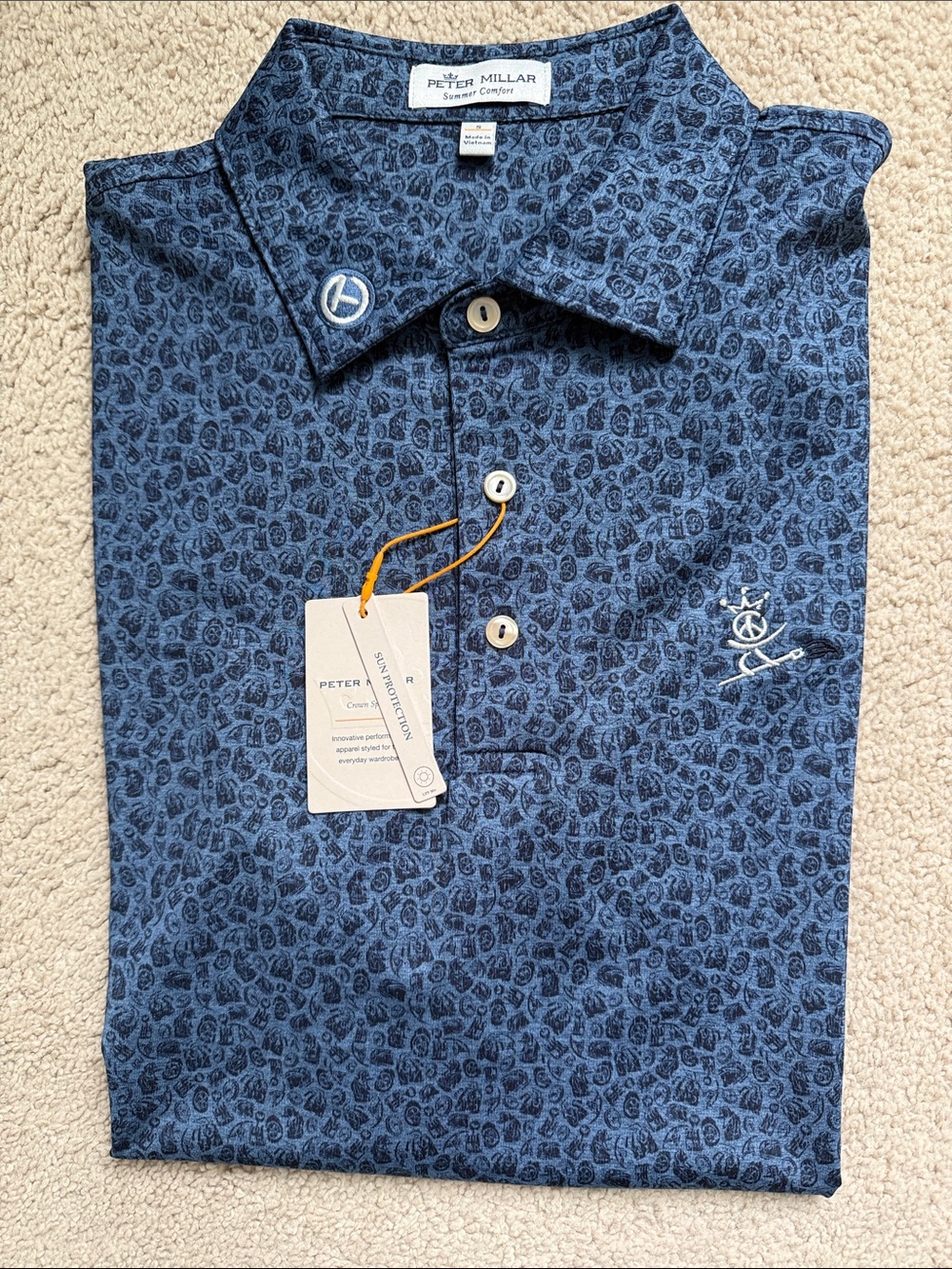 Peter Millar Scotty Cameron Blue Small Circle T Peace Surfer Polo